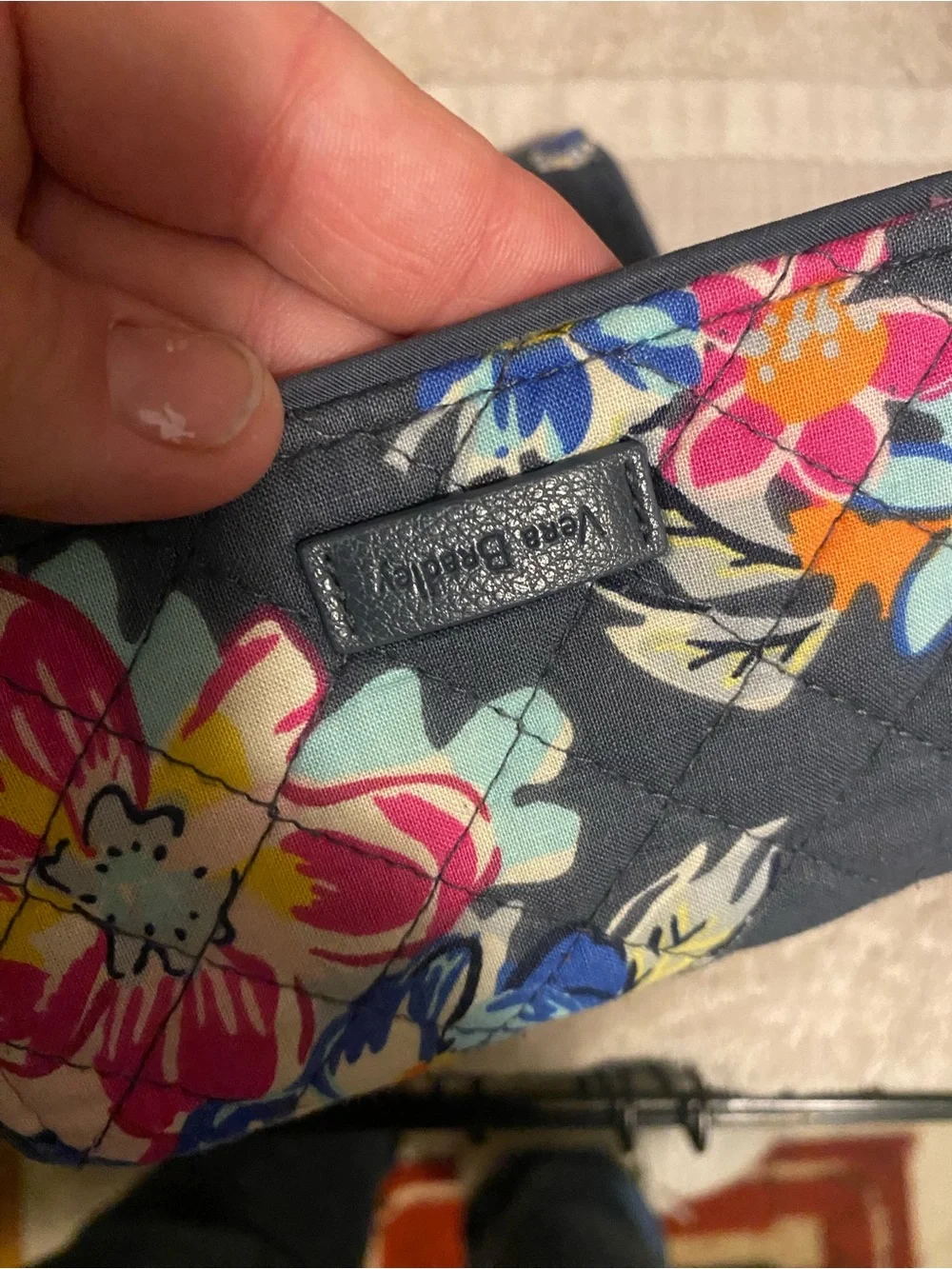 Vera Bradley Quilted Floral Trifold Wallet - Navy Multi Floral - Picture 6 of 6